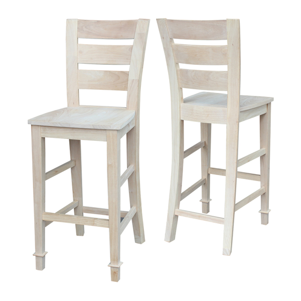 International Concepts Tuscany Bar Height Stool, 30" Seat Height, Unfinished S-293